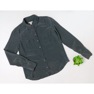 J. CREW ~ Sz 2 100% SILK Blythe Top Blouse Gray